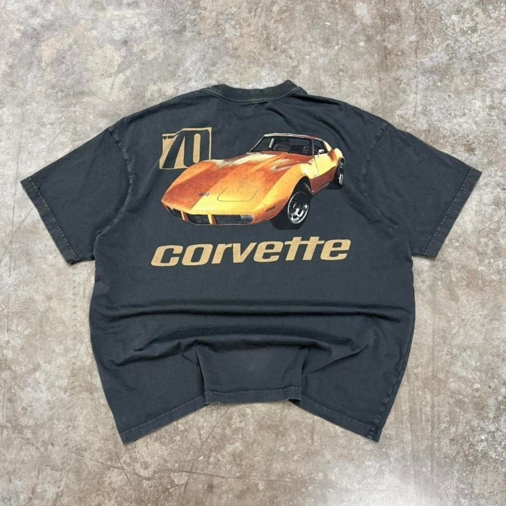American Eagle Gray Corvette Boxy Fit Graphic Tee Size L